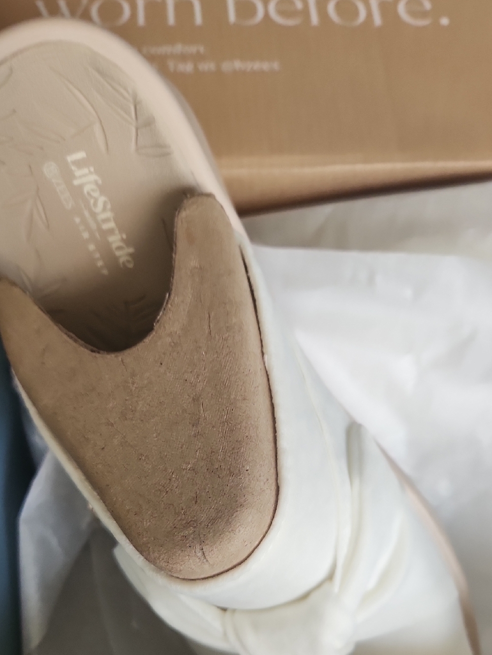 Life Stride White Knot Mule with Tan Footbed Accent - Picture 2 of 8